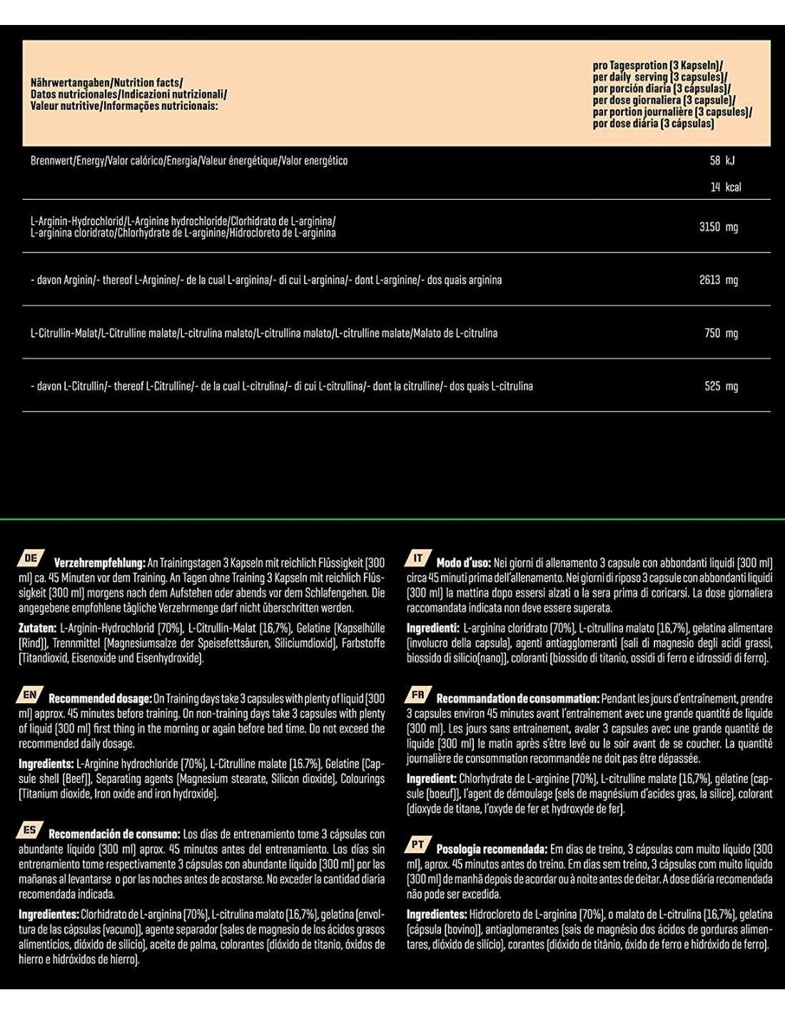 Body Attack Arginine Shock (180 Caps)