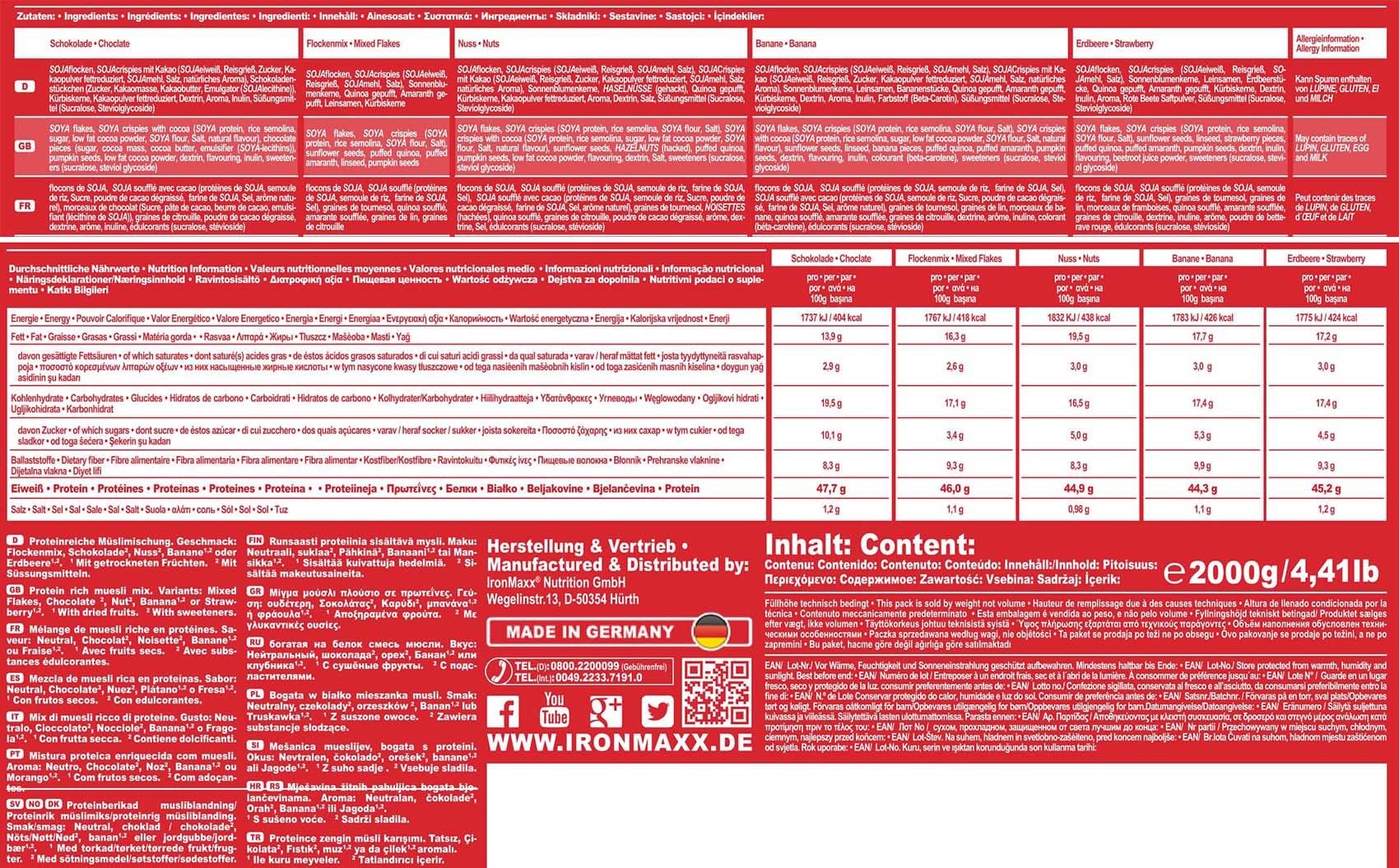 IronMaxx Protein Müsli (2000g Beutel)