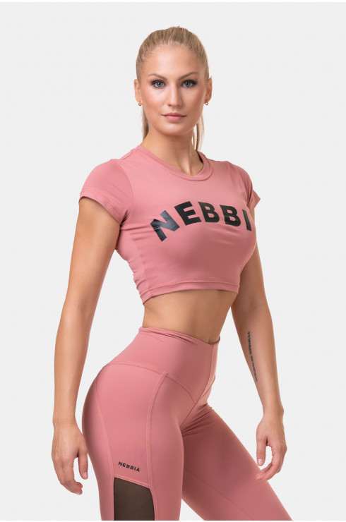 Nebbia Short Sleeve Sporty Crop Top 584 old rose