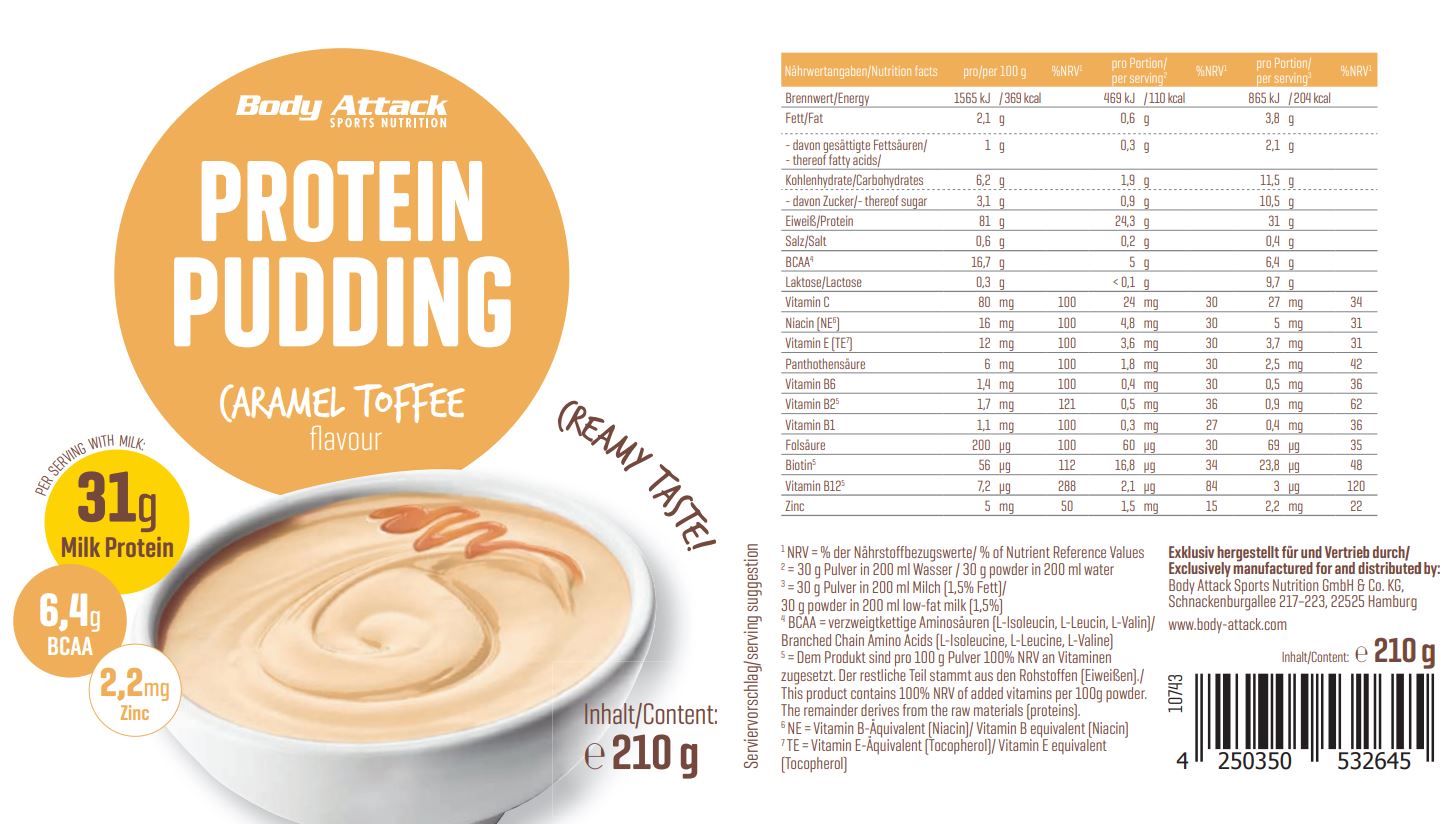 Body Attack Protein Pudding (210g Dose)
