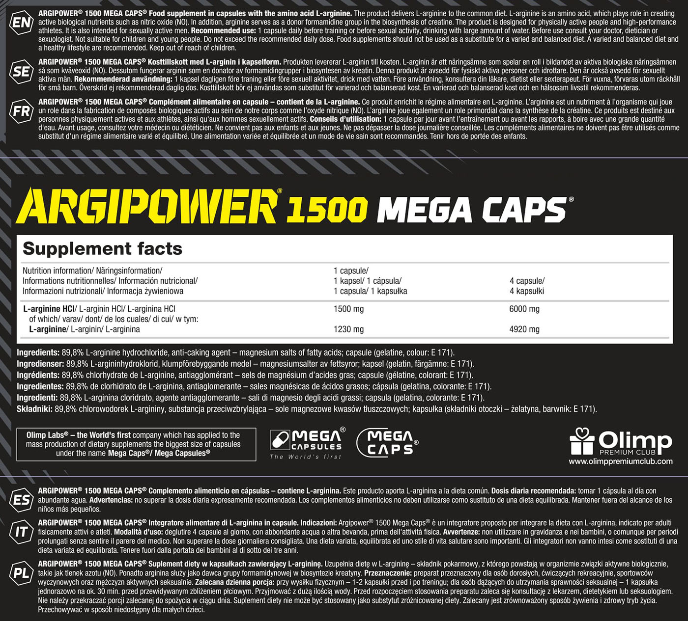 Olimp Argi Power Mega Caps® (120 Caps, 180g)