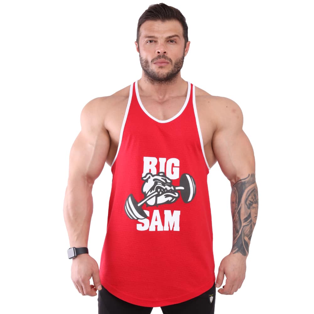 Big Sam Gym Training Tank Top Red 2298