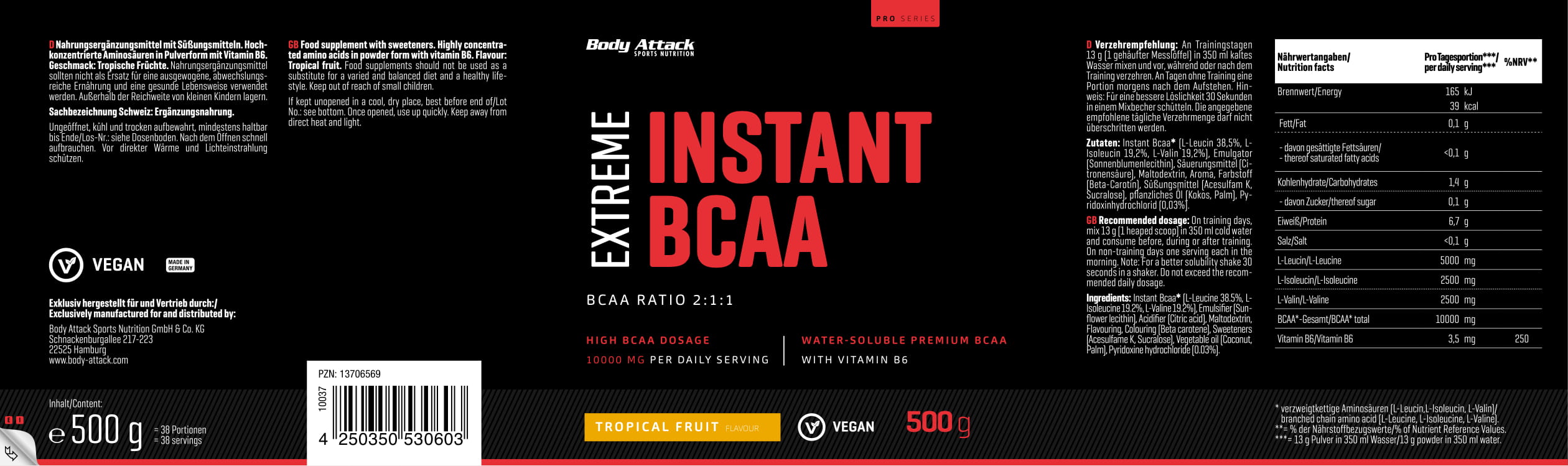 Body Attack Extreme Instant BCAA (500g Dose)
