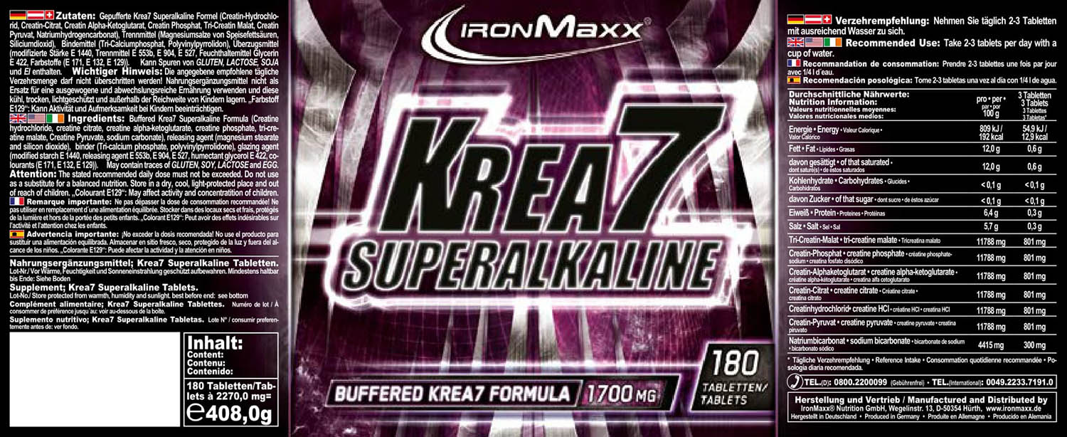 IronMaxx Krea7 Superalkaline (180 Tabs)
