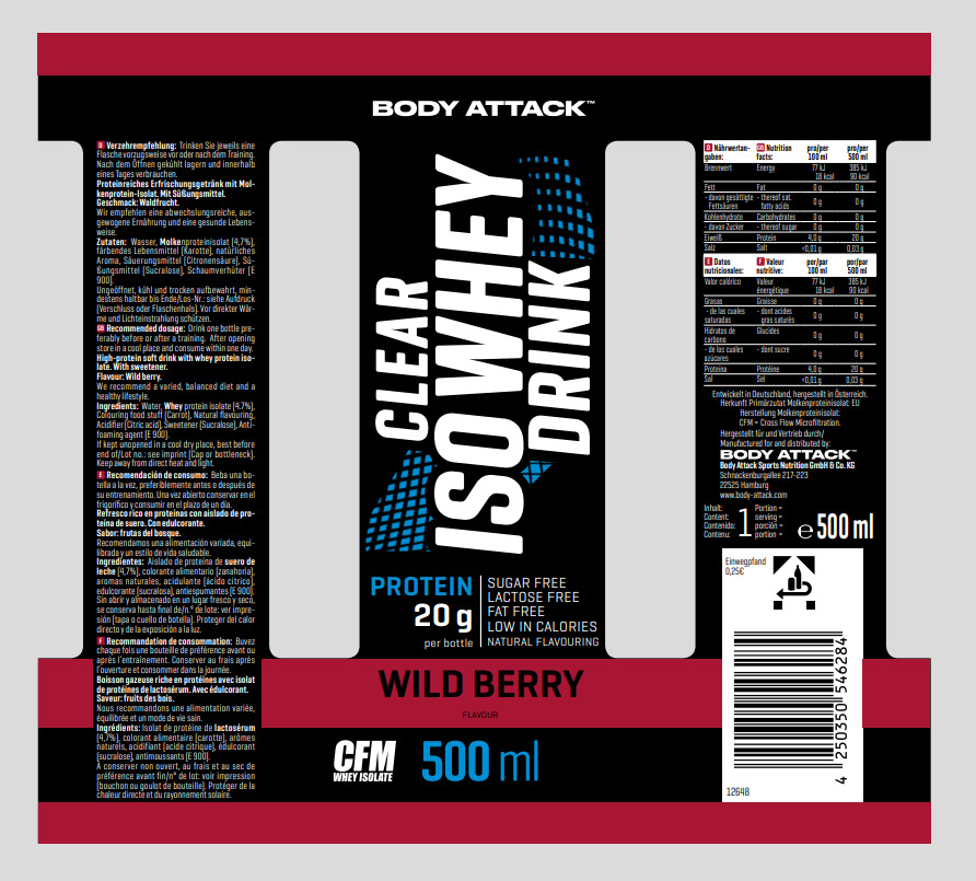 Body Attack Clear Iso Whey Drink (500ml)
