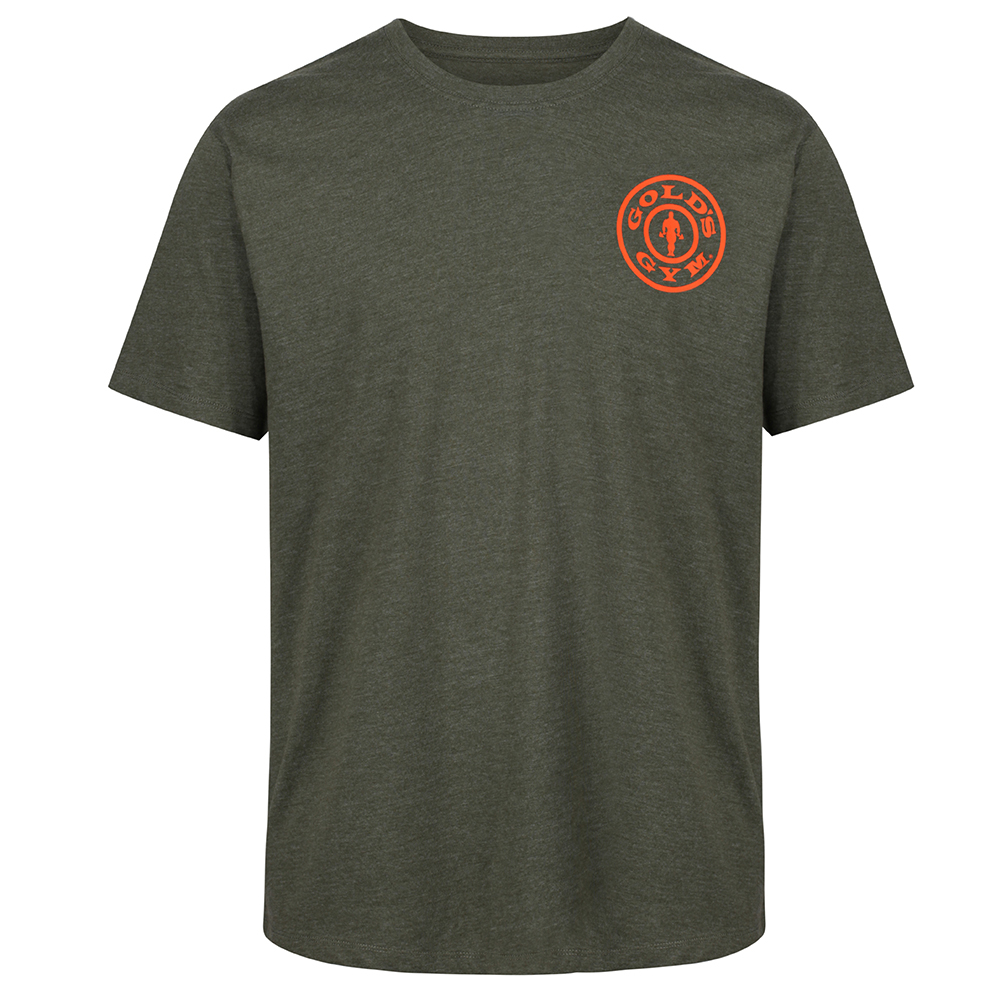 Golds Gym Basic Left Breast Shirt Army Marl/Orange