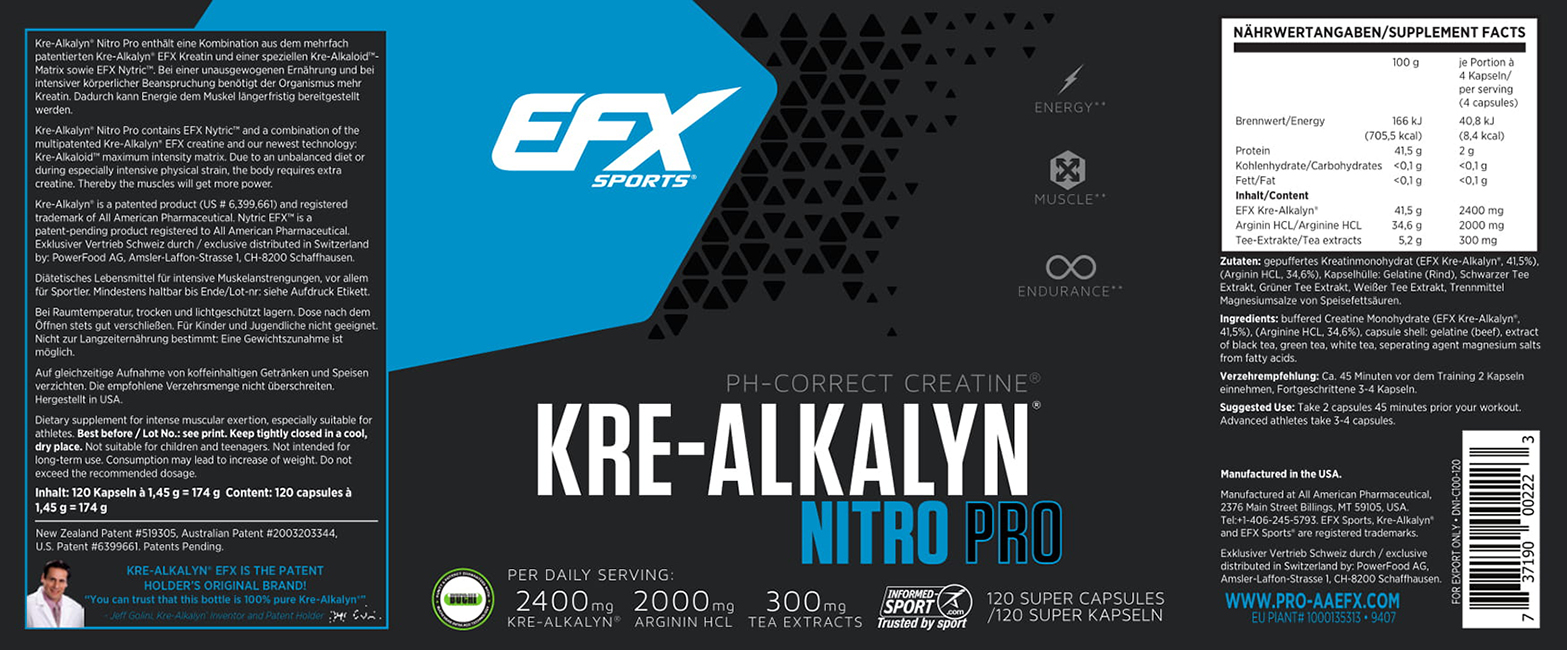 EFX Kre-Alkalyn Nitro PRO (120 Super Caps)
