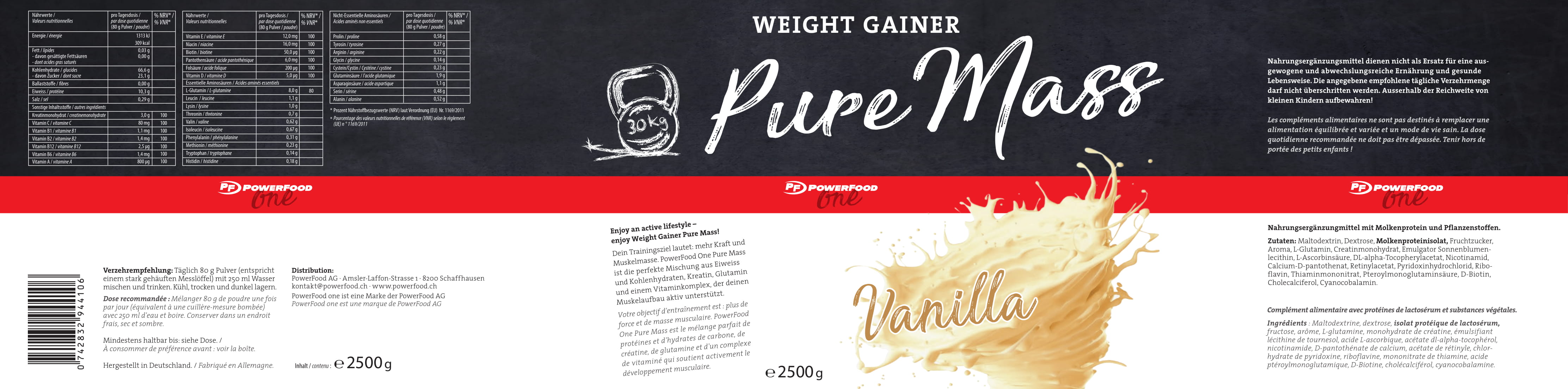 PowerFood One Pure Mass (2500g Dose)