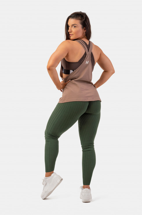 Nebbia Sleeveless Loose Cross Back Tank Top "Feeling Good" 419 brown