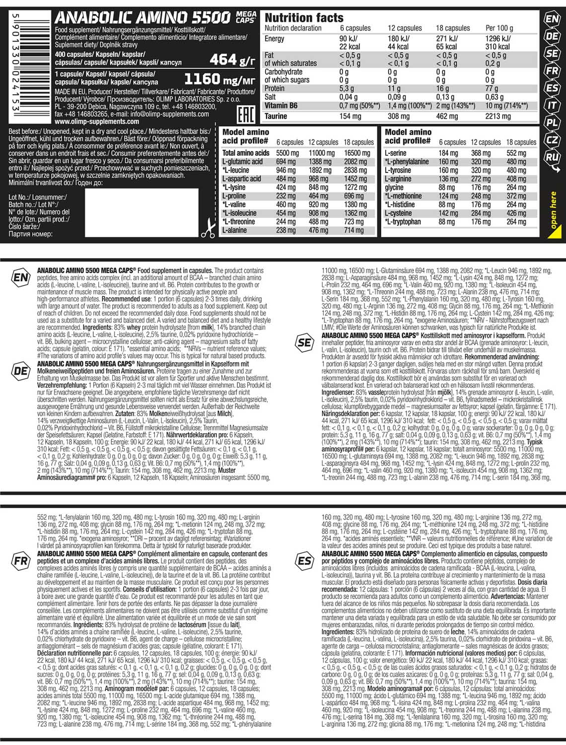 Olimp Anabolic Amino 5500 MC® (400 Caps, 470g)
