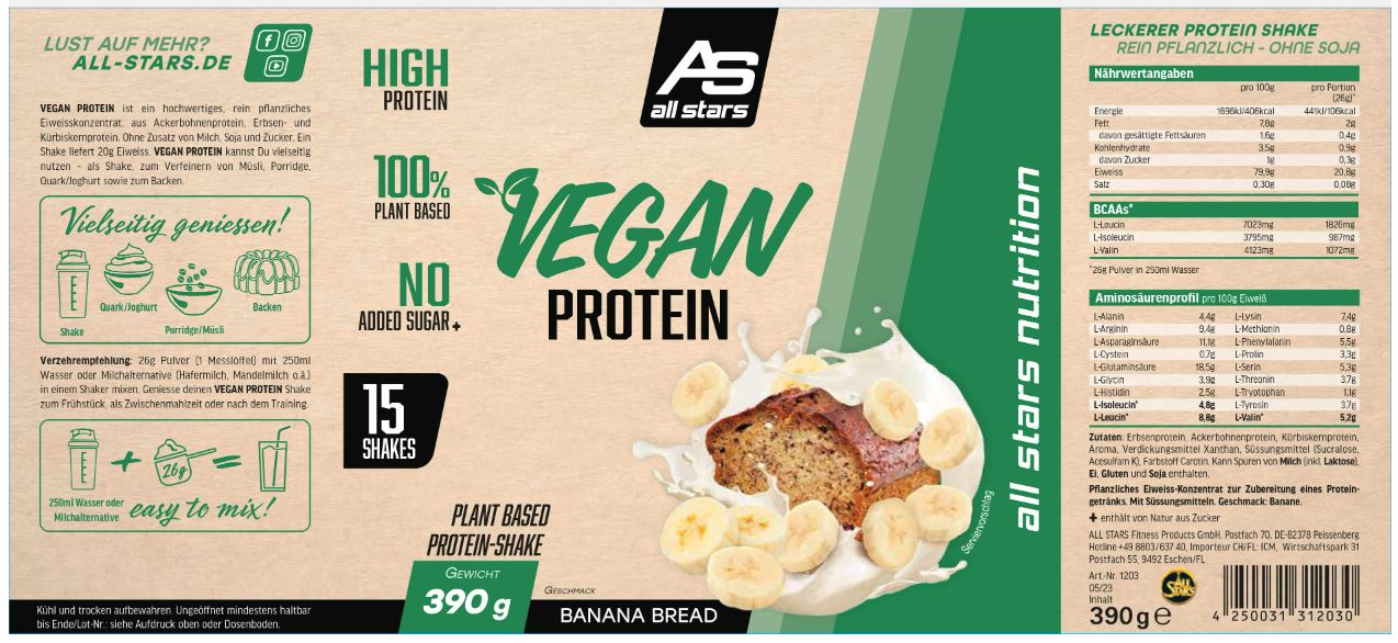 All Stars Vegan Protein (390G Dose)