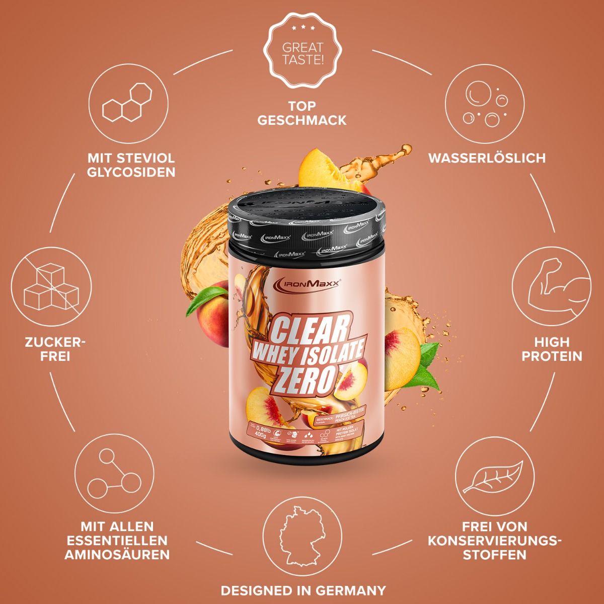 IronMaxx Clear Whey Isolate Zero - Saveur Lemon Ice Tea 400g | Isolat De Protéine Sans Sucre, Clair Et Rafraîchissant | Pour Sportifs Et Fitness