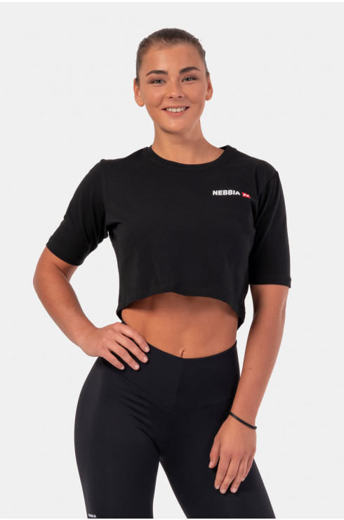 Nebbia Minimalist Logo Crop Top 600 Black