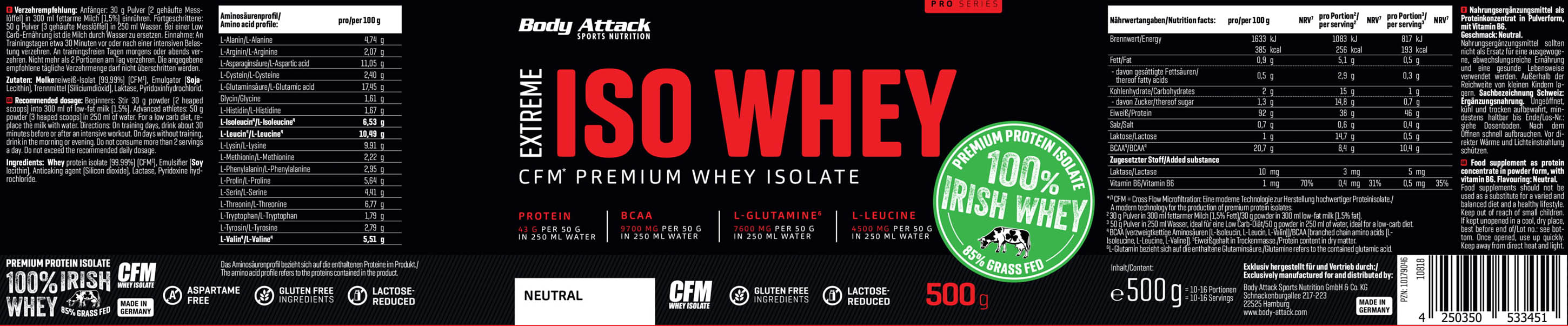 Body Attack Extreme Iso Whey Professional (1800g Dose)