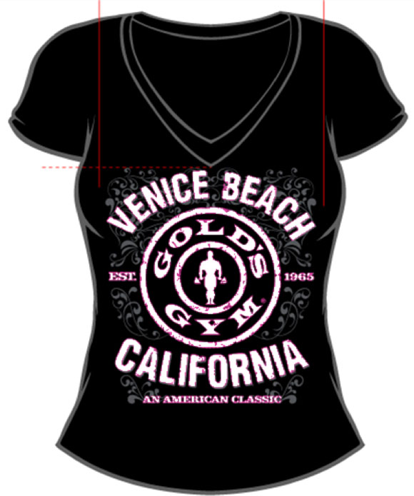 Golds Gym Venice Plate Deep V BLACK WHITE