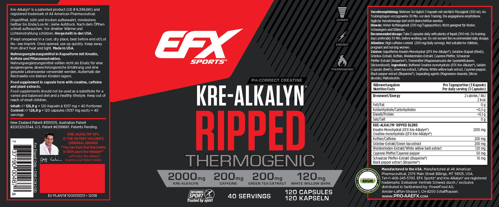 EFX Kre-Alkalyn Ripped (120 Caps)