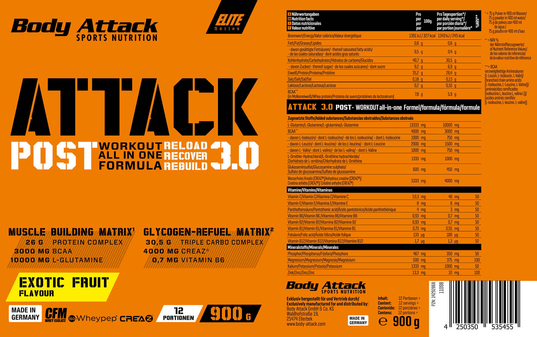 Body Attack Post Attack 3.0 (900g Dose)