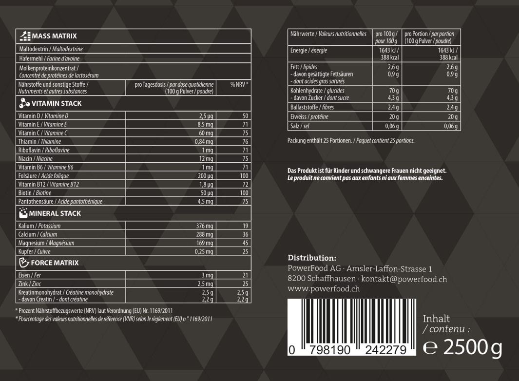 PowerFood Mass Builder (2500G Dose)