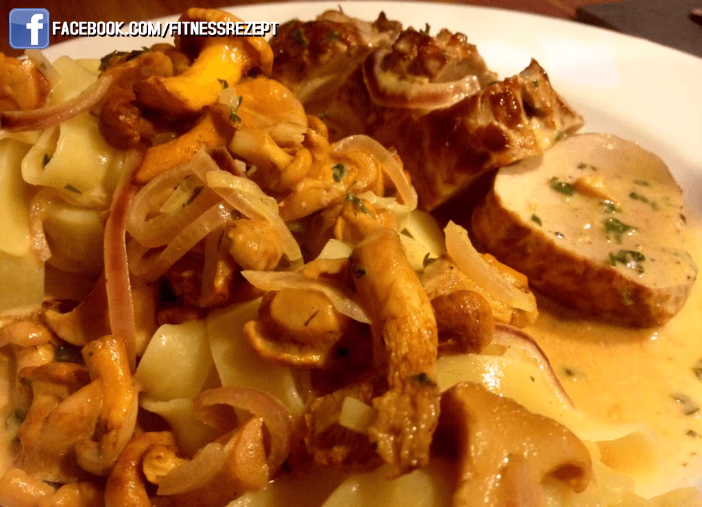 Schweinelende an Pfifferling-Vollkorntagliatelle Schweinelende an Pfifferling-Vollkorntagliatelle