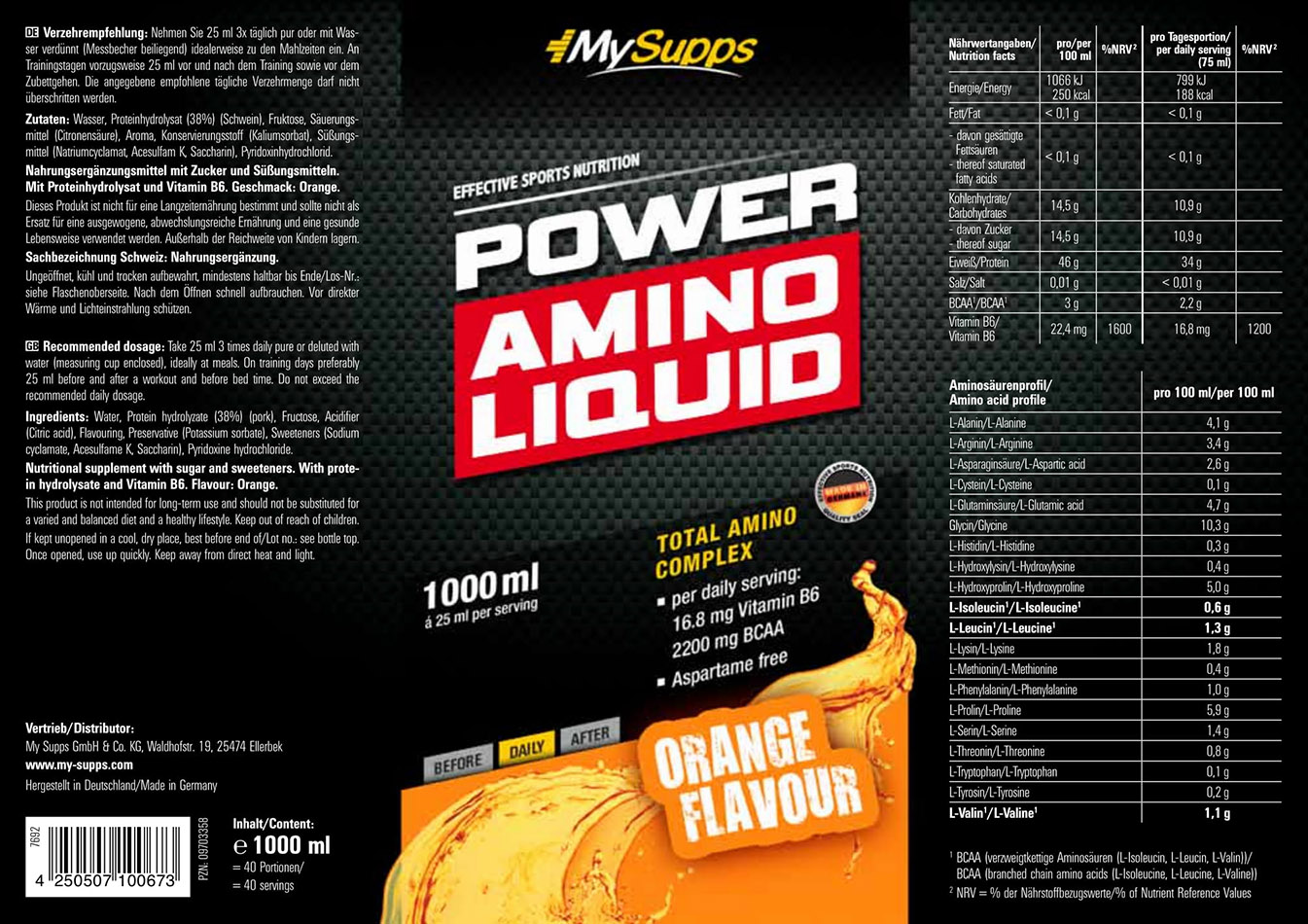 MySupps Power Amino Liquid (1000ml)