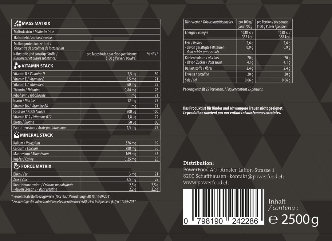 PowerFood Mass Builder (2500G Dose)