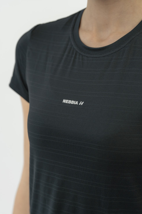 Nebbia Fit Activewear T-Shirt "Airy" with Reflective Logo 438 black
