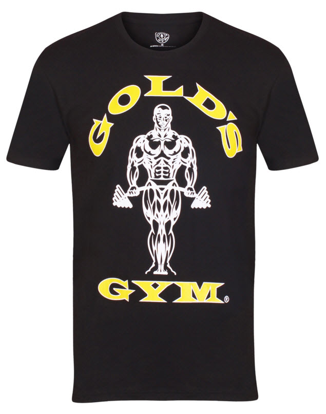 Golds Gym Crew Neck T-Shirt Muscle Joe Print BLACK