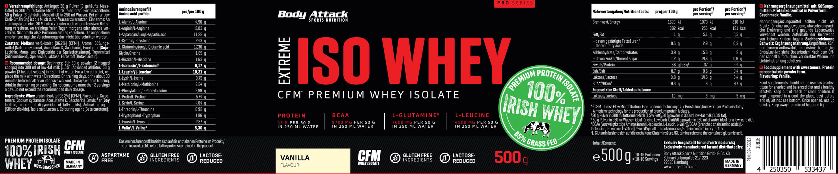 Body Attack Extreme Iso Whey Professional (1800g Dose)