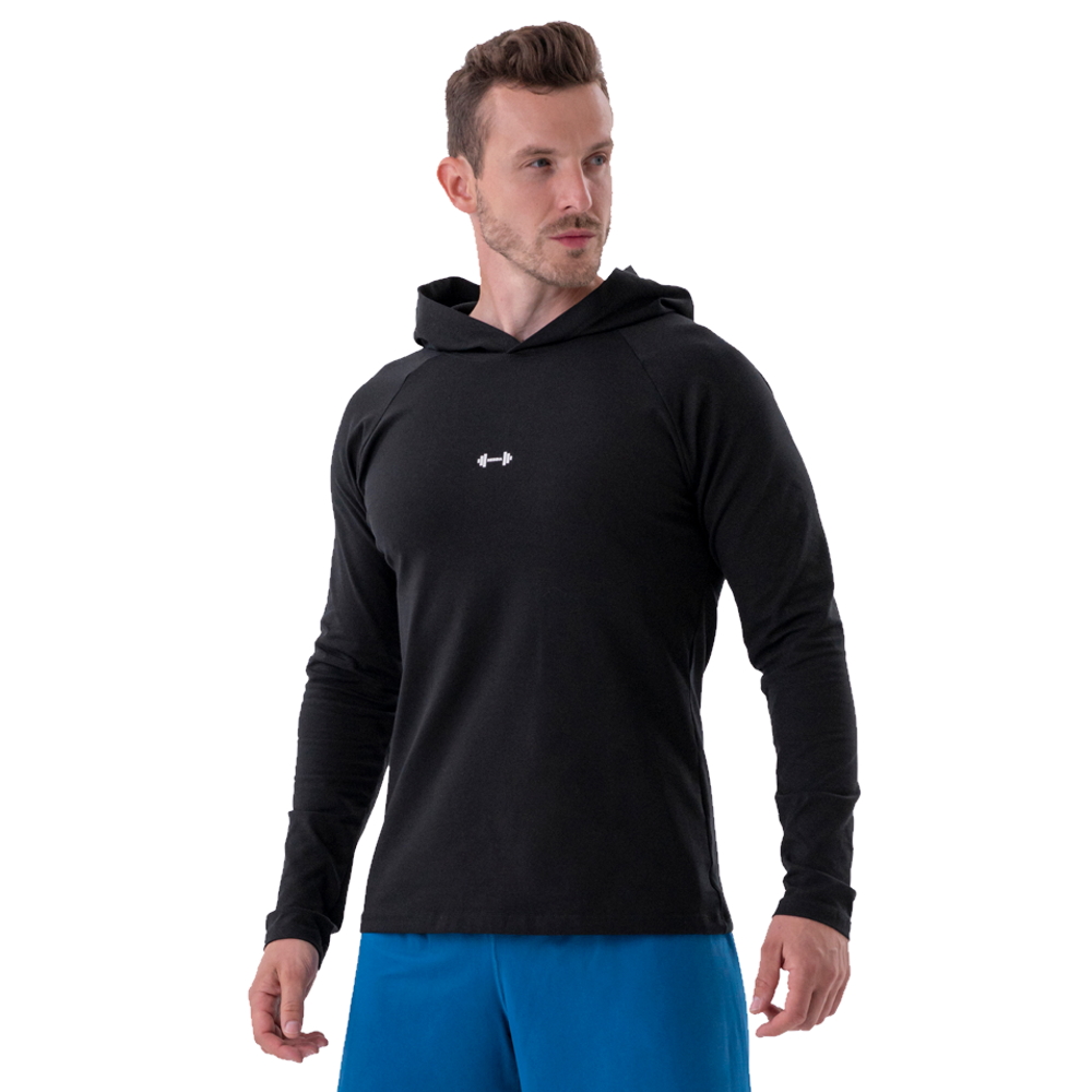 Nebbia Long-sleeve T-shirt with a hoodie 330 black