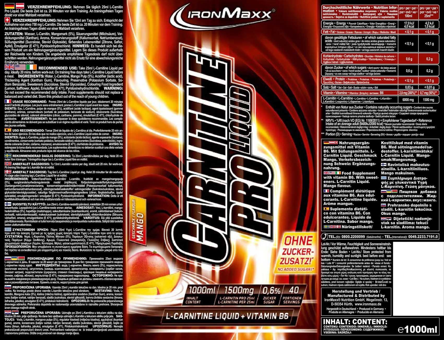 IronMaxx Carnitin Pro Liquid (1000ml)