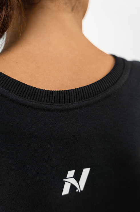 Nebbia Crop Crew Neck Sweatshirt Gym Spirit 483 - black