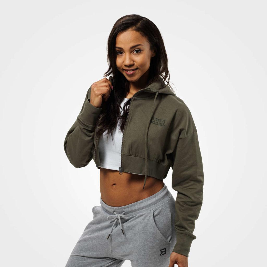 Better Bodies Astoria Cropped Hood WASH GREEN