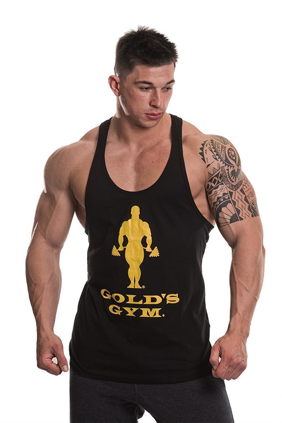Golds Gym Muscle Joe Slogan Premium Tank BLACK