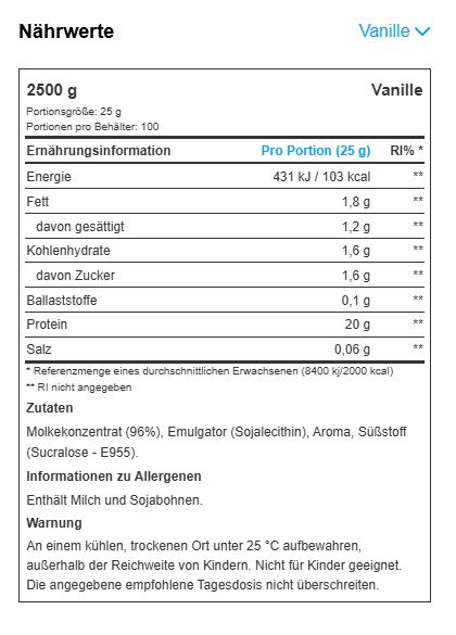 Myprotein Impact Whey Isolate (2500g Beutel)