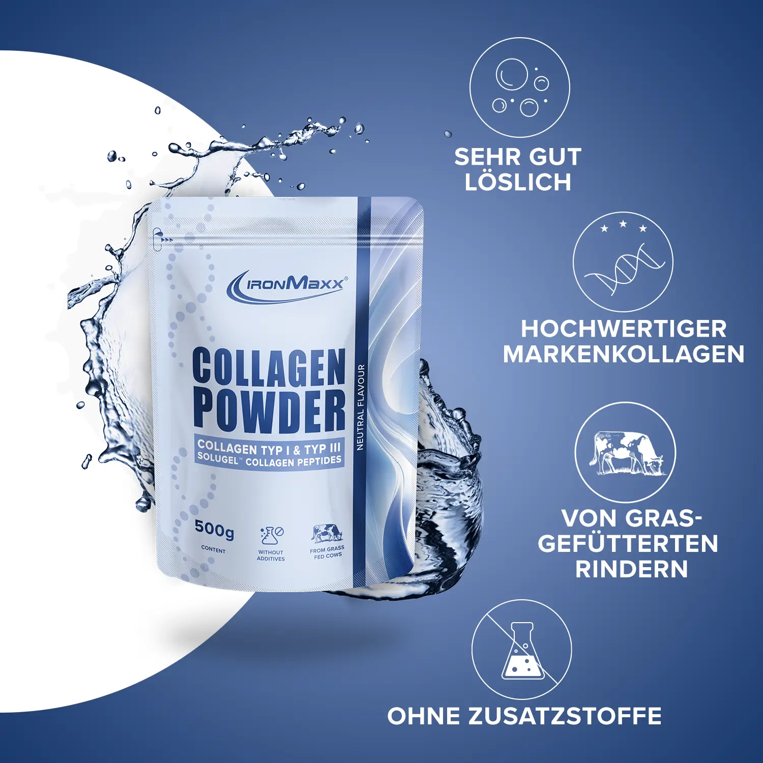 IronMaxx Collagen Powder (500g Beutel)