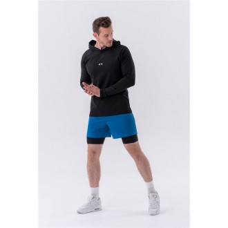 Nebbia Long-sleeve T-shirt with a hoodie 330 black