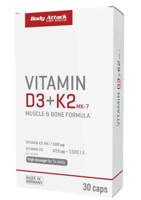 Body Attack Vitamin D3 + K2 (30 Caps)