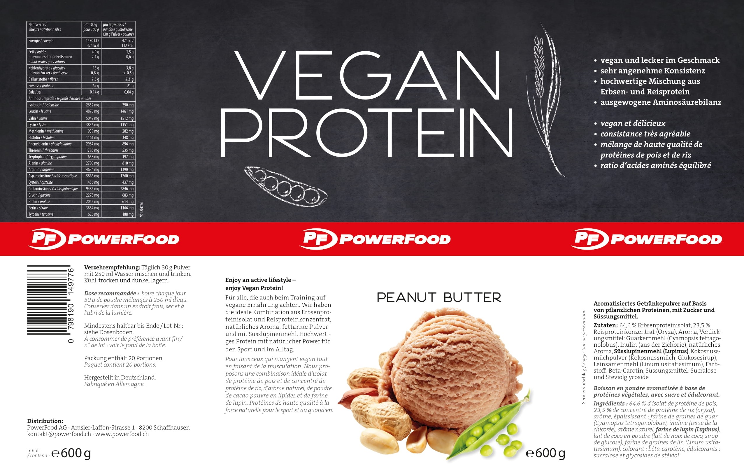 PowerFood One Vegan Protein (600g Dose)