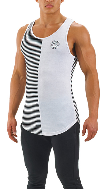 GymShark Luxe Stripe Vest WHITE BLACK