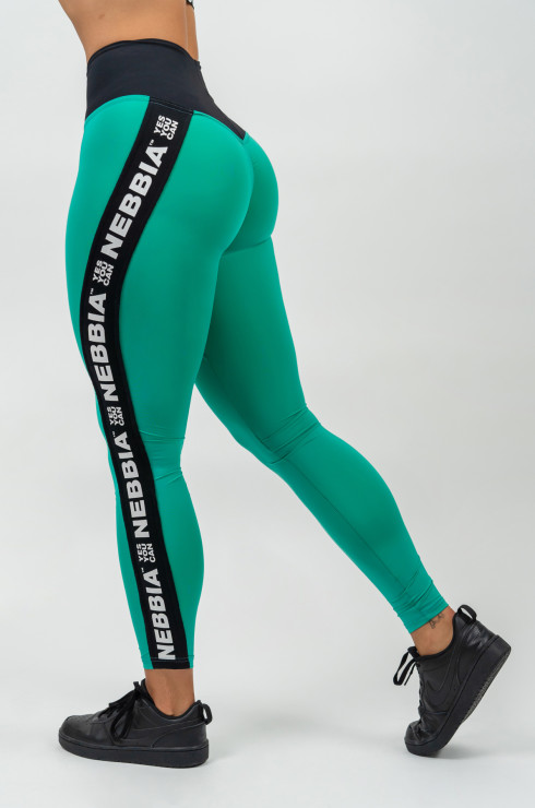 Nebbia High Waisted Side Stripe Leggings Iconic 209 - green