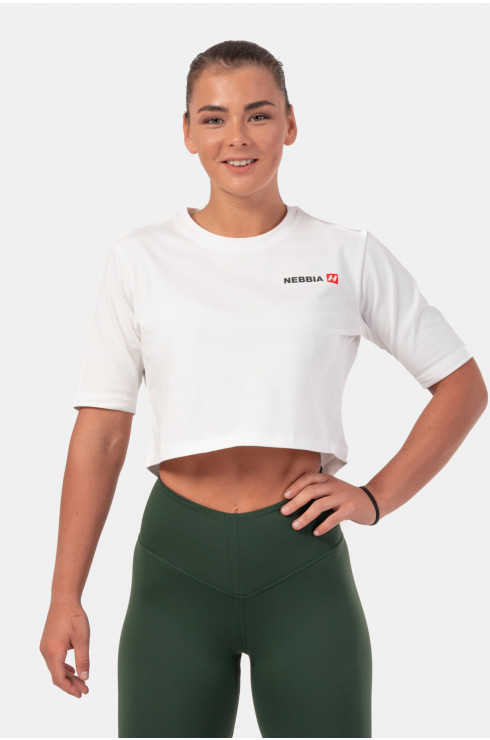 Nebbia Minimalist Logo Crop Top 600 Cream