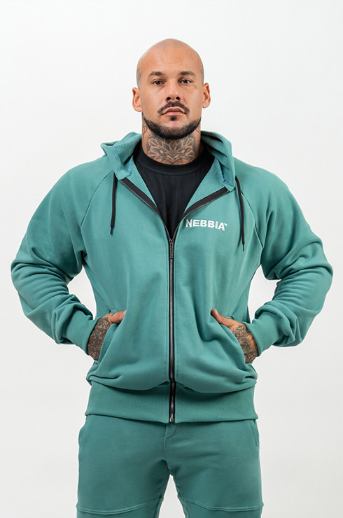 Nebbia Long Zip Up Hoodie Beyond Ordinary 707 - green