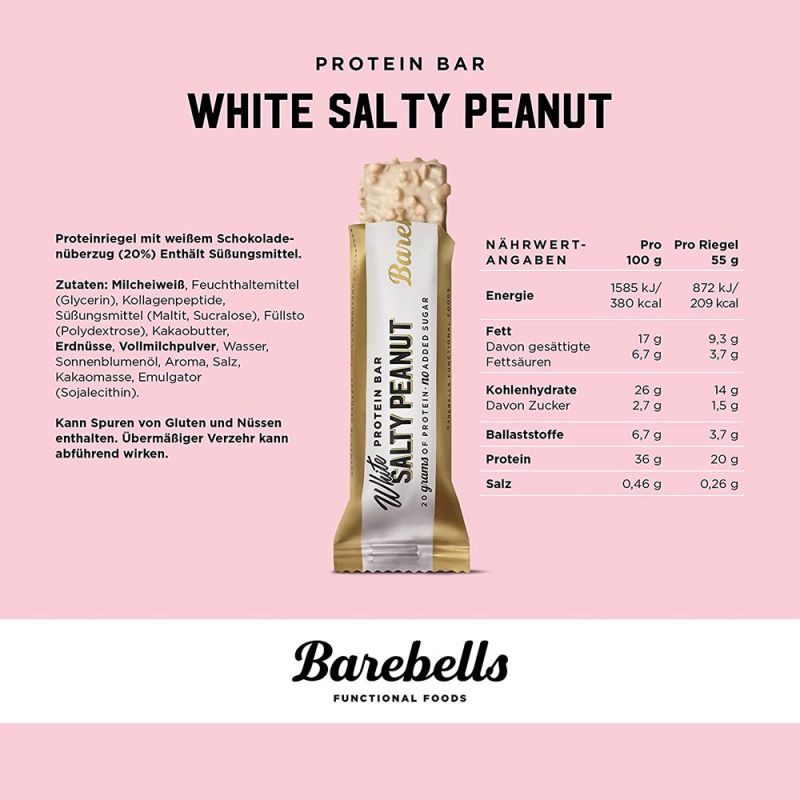 Barebells Protein Bar (12 x 55g) White Salty Peanut 447428